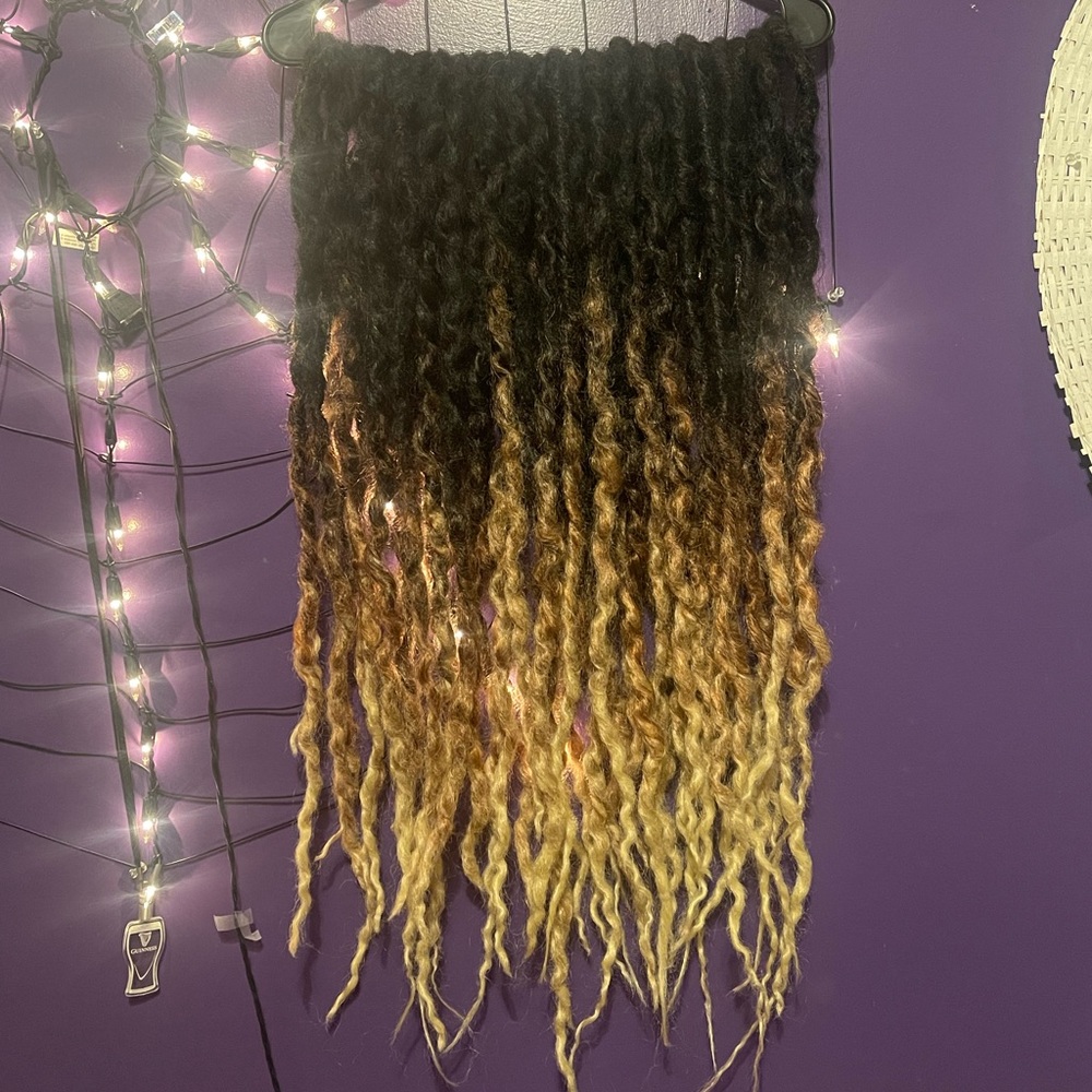 Ombré black to blonde DE synthetic dreadlock set, full dreads locs festival rave